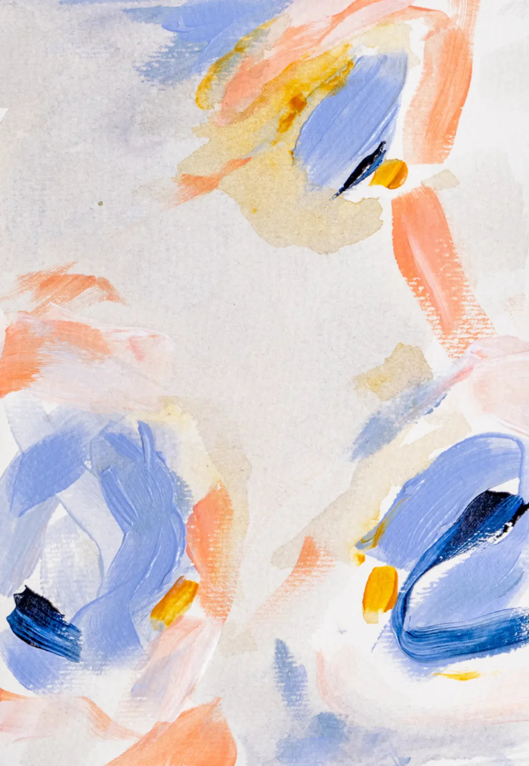 Orange and Blue abstract shapes on a white background painted using Sculpd Canvas Painting Kit