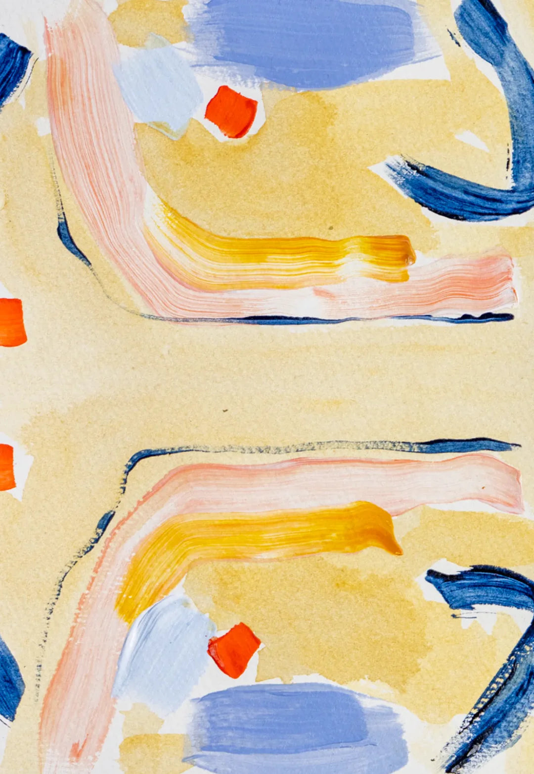 Orange and Blue abstract shapes on a white background painted using Sculpd Canvas Painting Kit