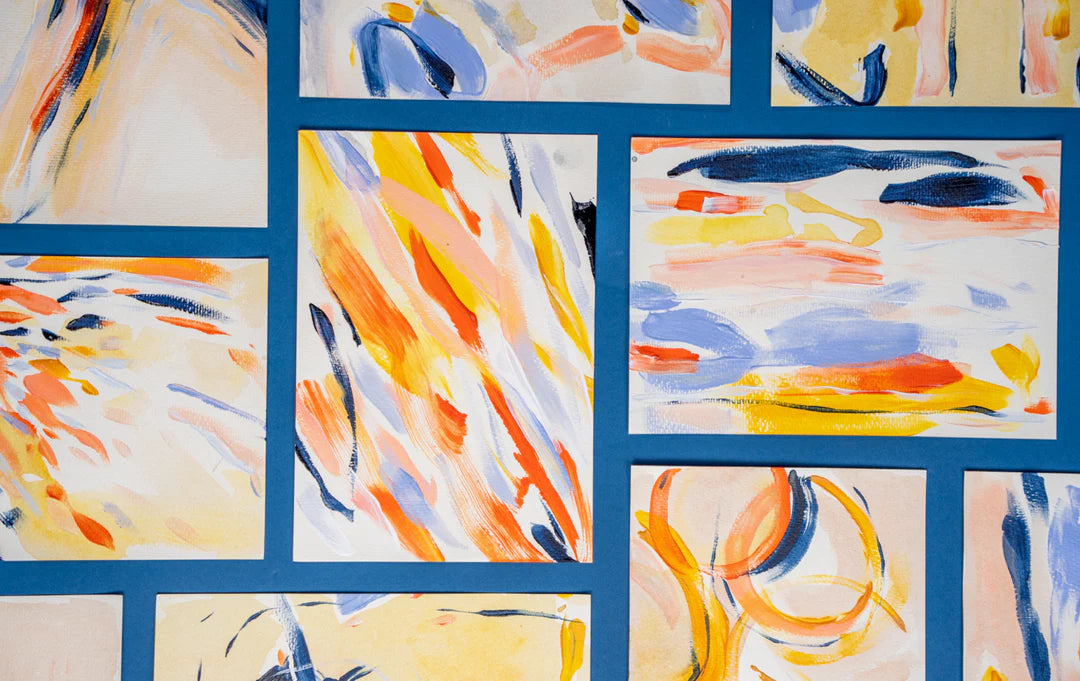 Abstract Paintings displayed on a wall