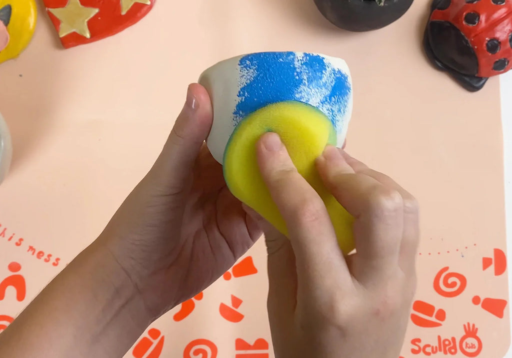 Sponging Paint On Clay