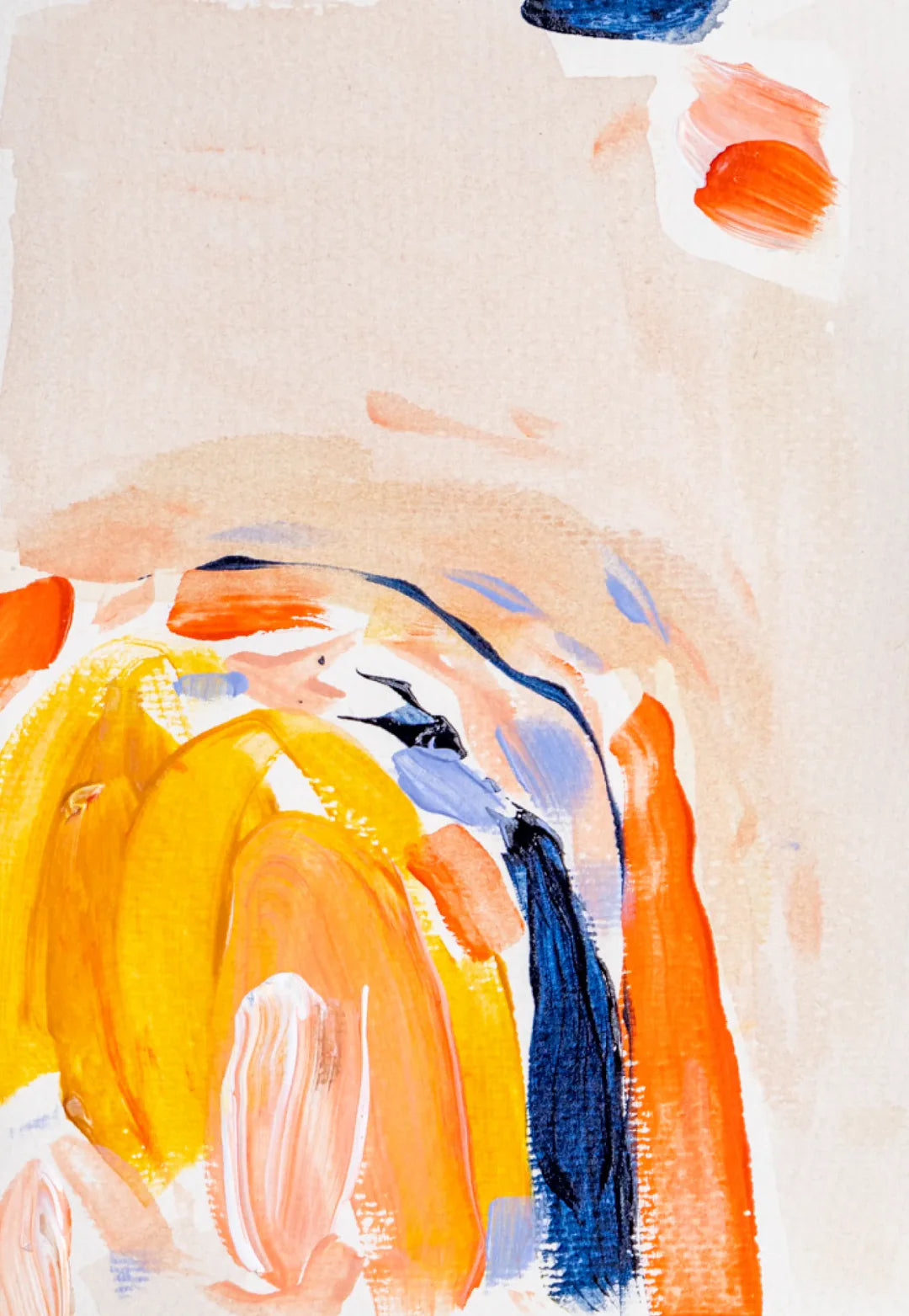 Orange and Blue abstract shapes on a white background painted using Sculpd Canvas Painting Kit