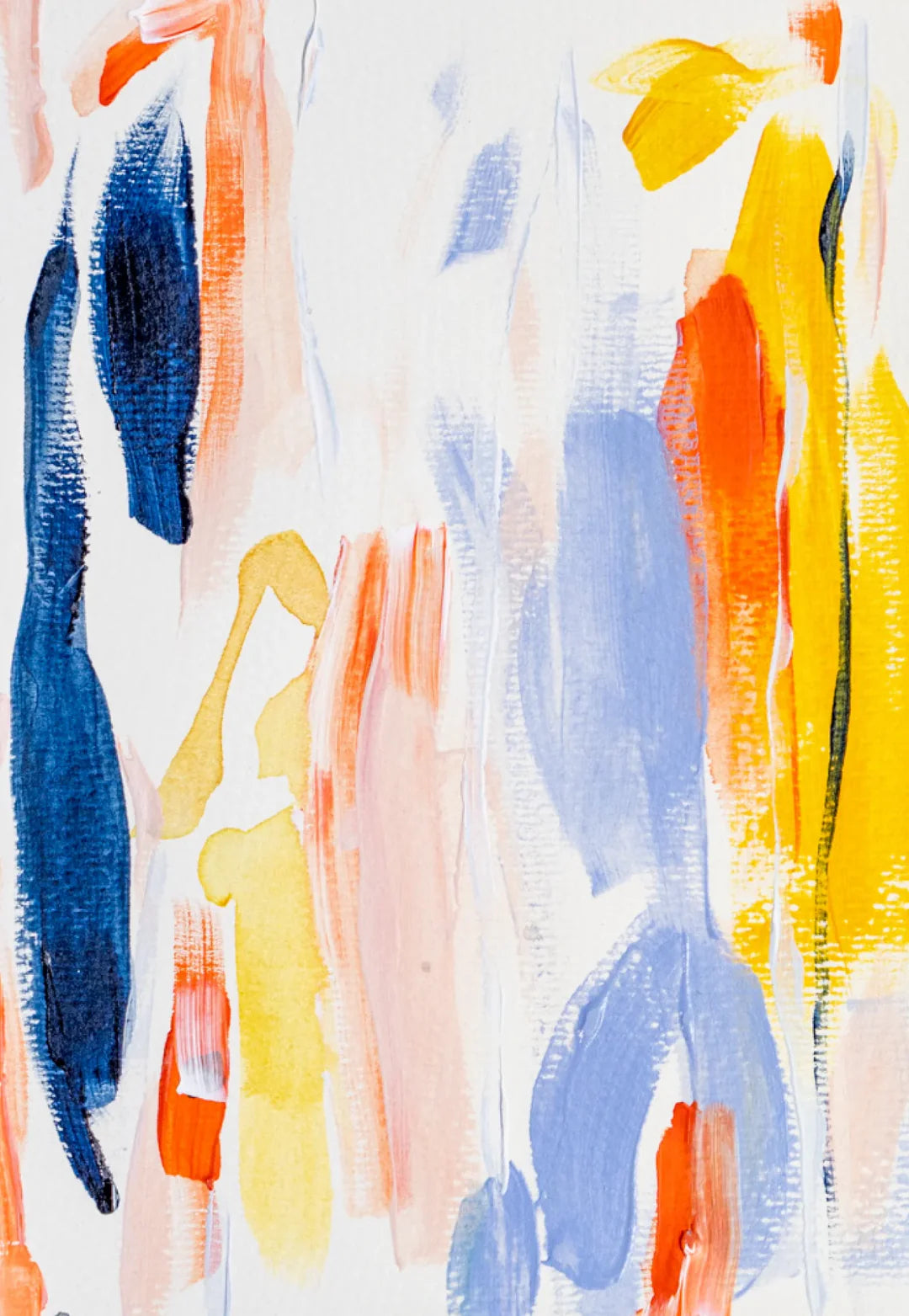 Orange and Blue abstract shapes on a white background painted using Sculpd Canvas Painting Kit