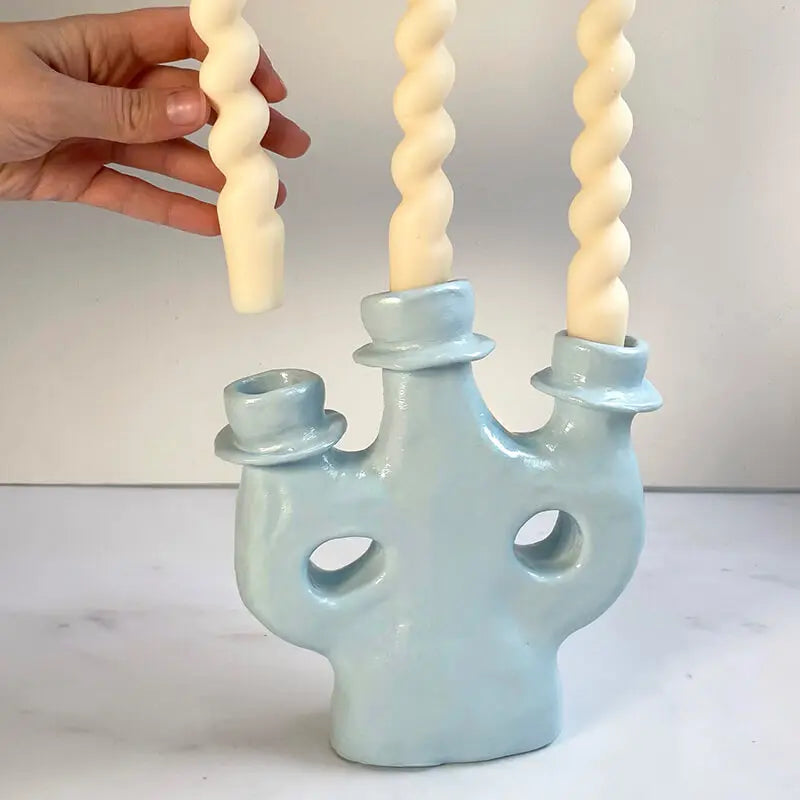 Candelabra candle holder made with Candle making kit