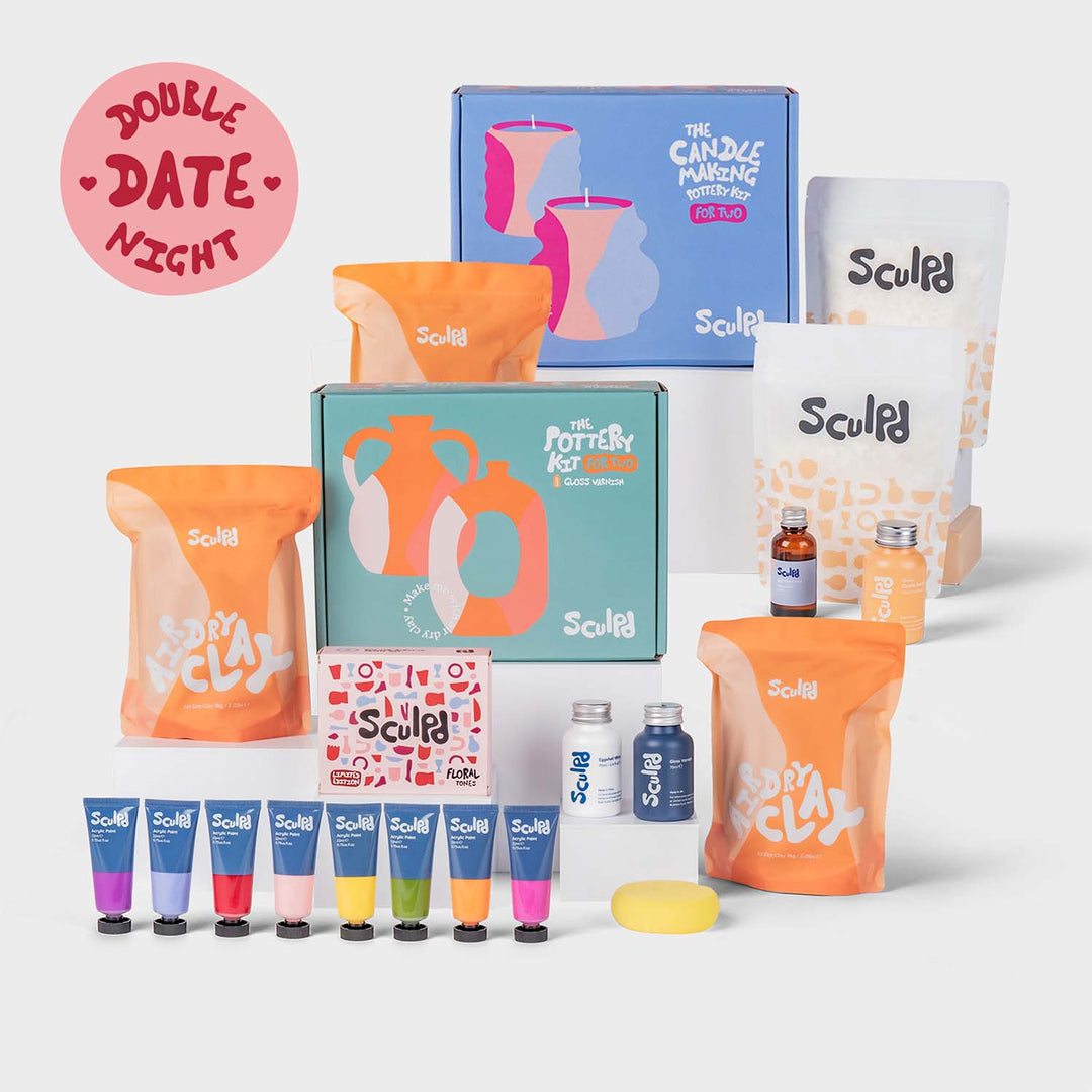 Sculpd Double Date Night Bundle - Pottery & Candle Making for Two Couples