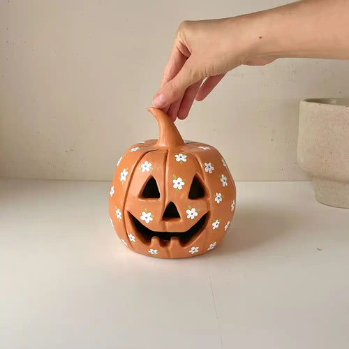 Sculpd Halloween Pottery - Floral Jack O Lantern