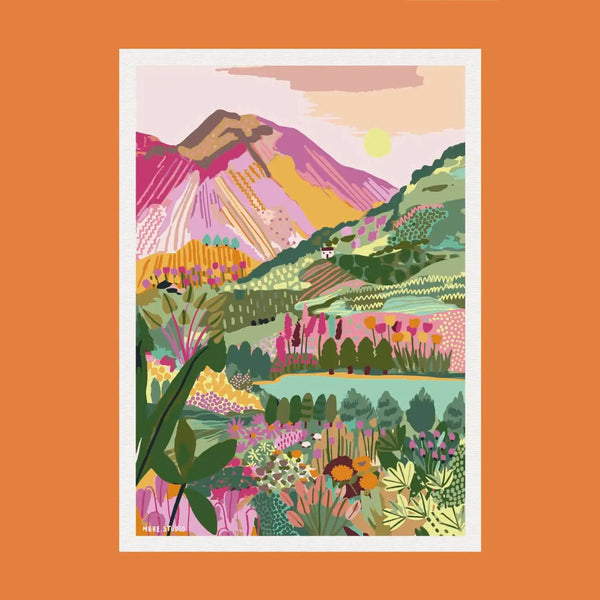 Rainbow Mountain Artwork with colored background