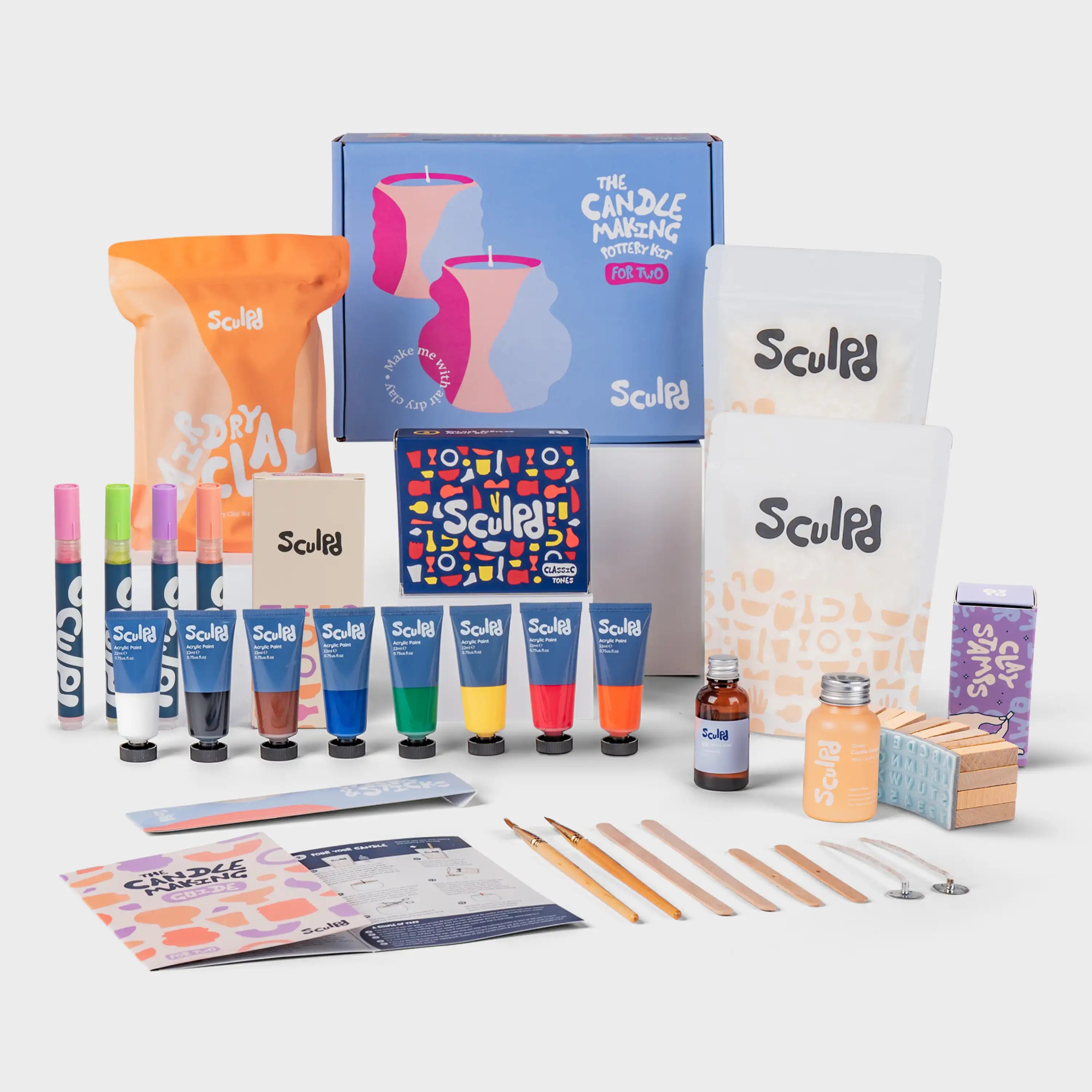 Ultimate candle bundle classic tones with Modernist pens and clay stamp