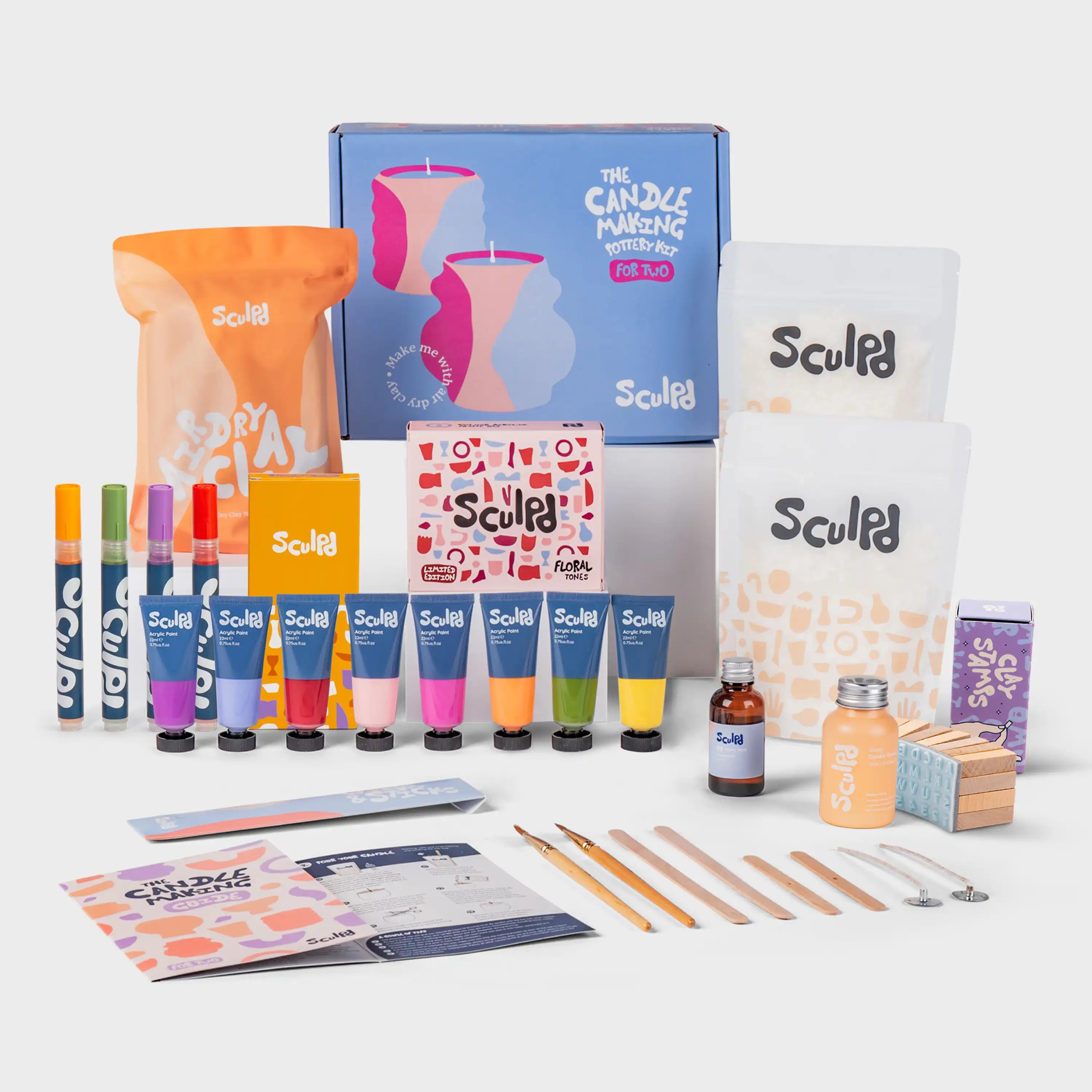 Ultimate candle bundle Floral tones with Bloomsbury pens and clay stamp