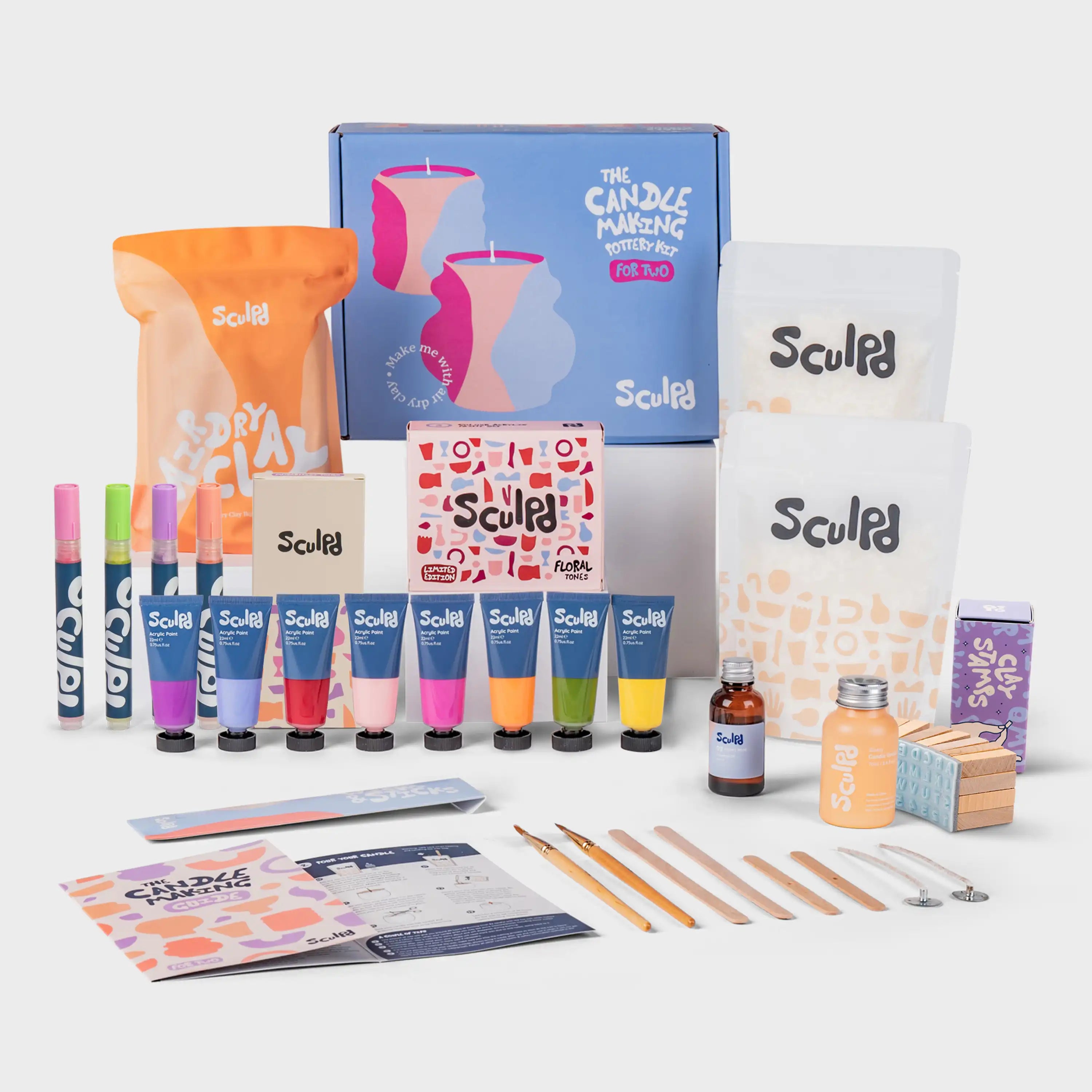Ultimate candle bundle Floral tones with Modernist pens and clay stamp