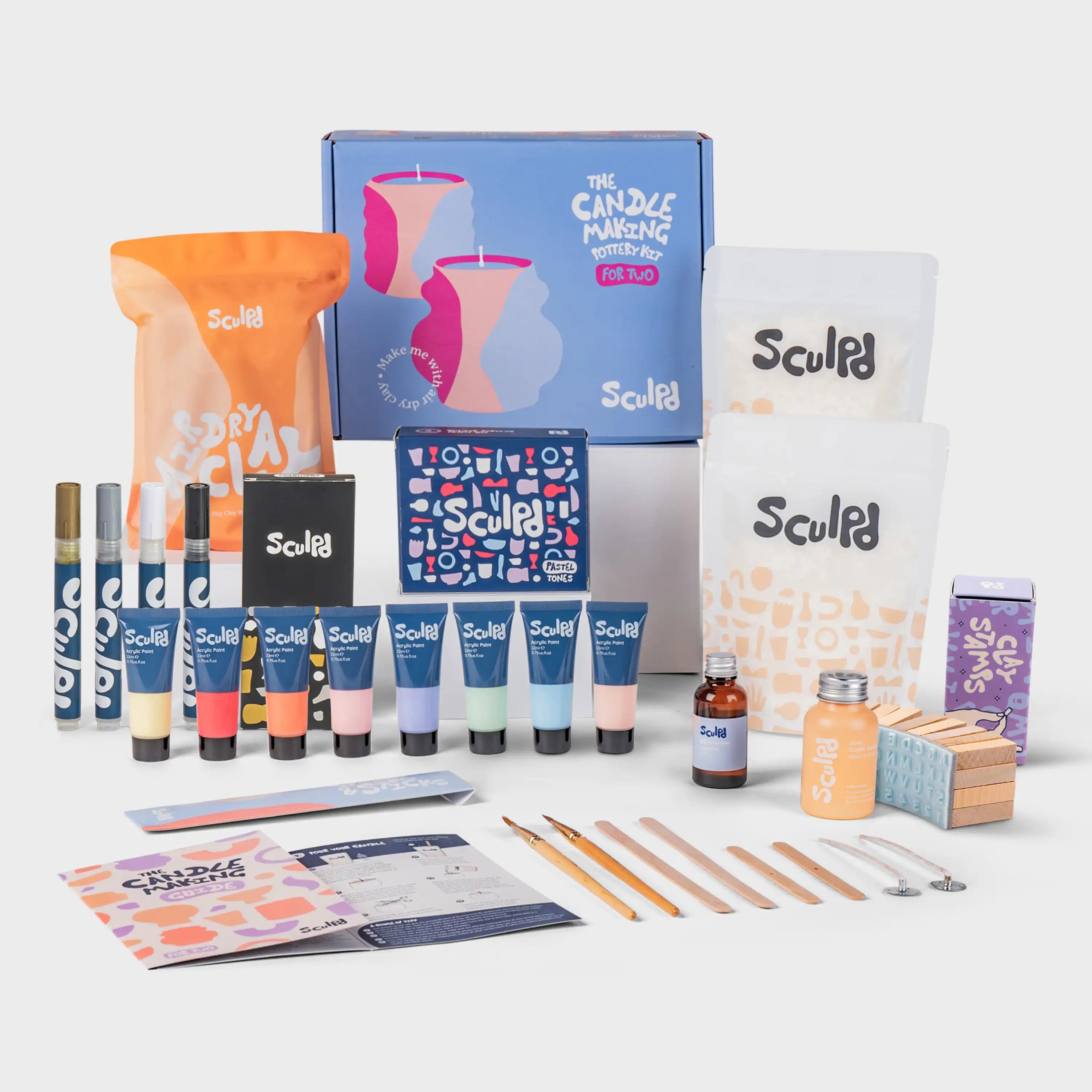 Ultimate candle bundle pastel tones with Monotones pens and clay stamp