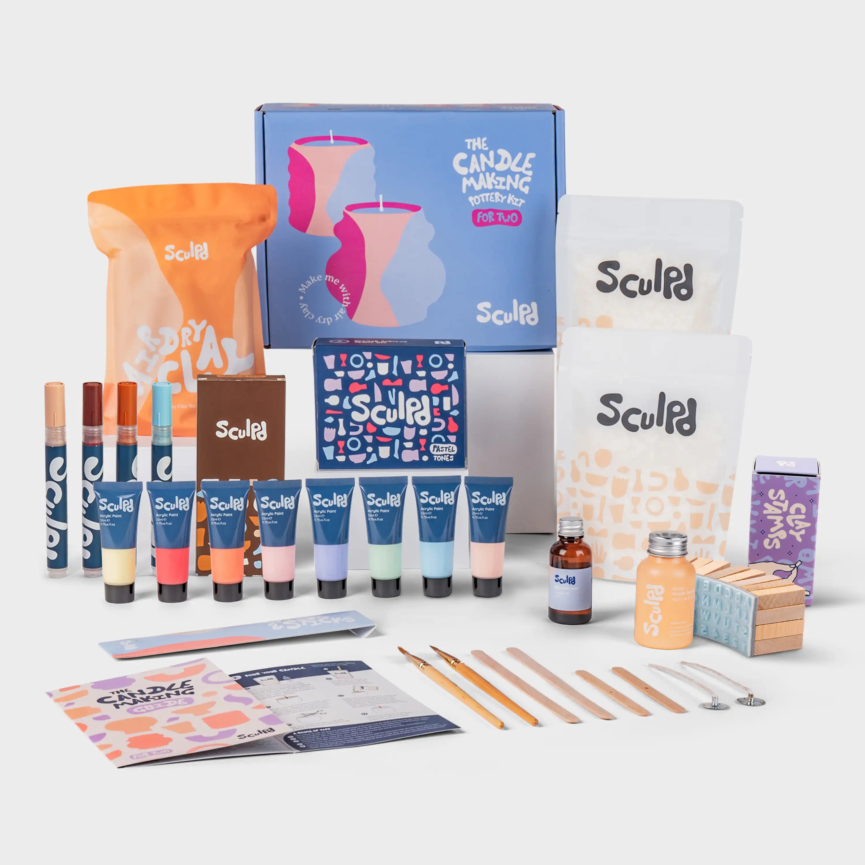 Ultimate candle bundle Pastel tones with Terracotta pens and clay stamp