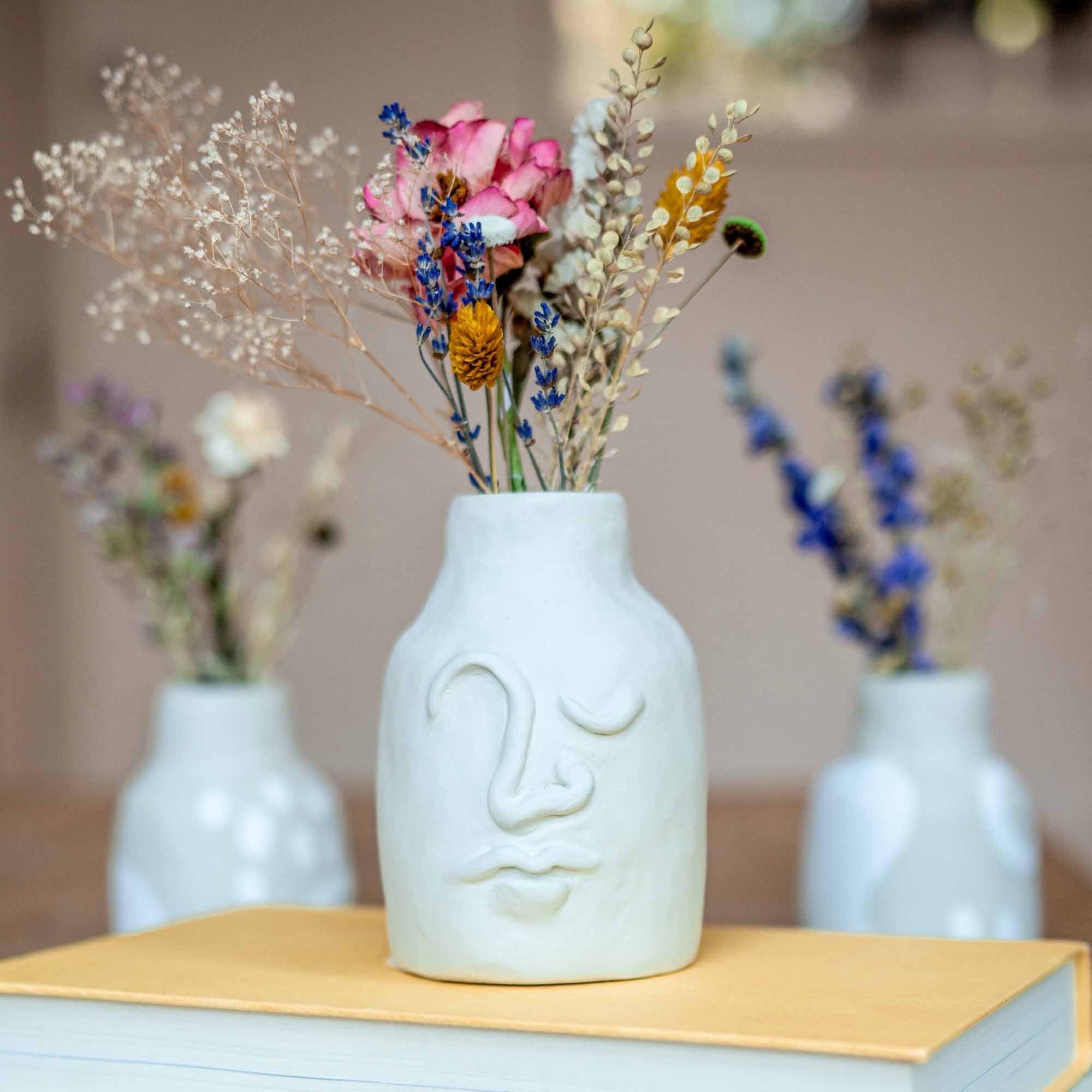 PIKADINGNIS Dried Flower Arrangement with Vasedried Flower Bouquet with  Vase Dried Flowers with Stems (Style 5)